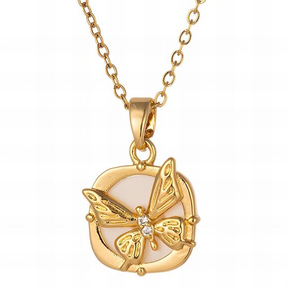 Aurelia Mariposa Butterfly Necklace | 18K Gold Plated, CZ Accent & MOP - Picture 2 of 2